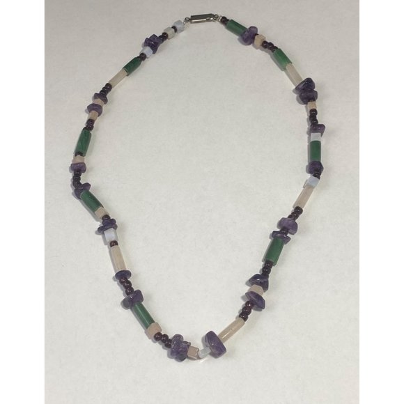 Vintage Multi Gemstone Beaded Necklace 925 Clasp 19 inches Fine - Picture 7 of 10